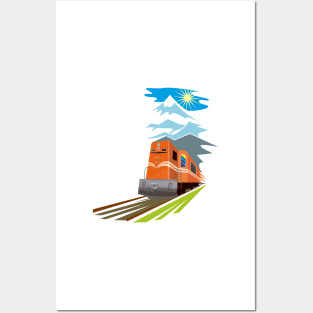 Diesel Train Traveling Retro Posters and Art